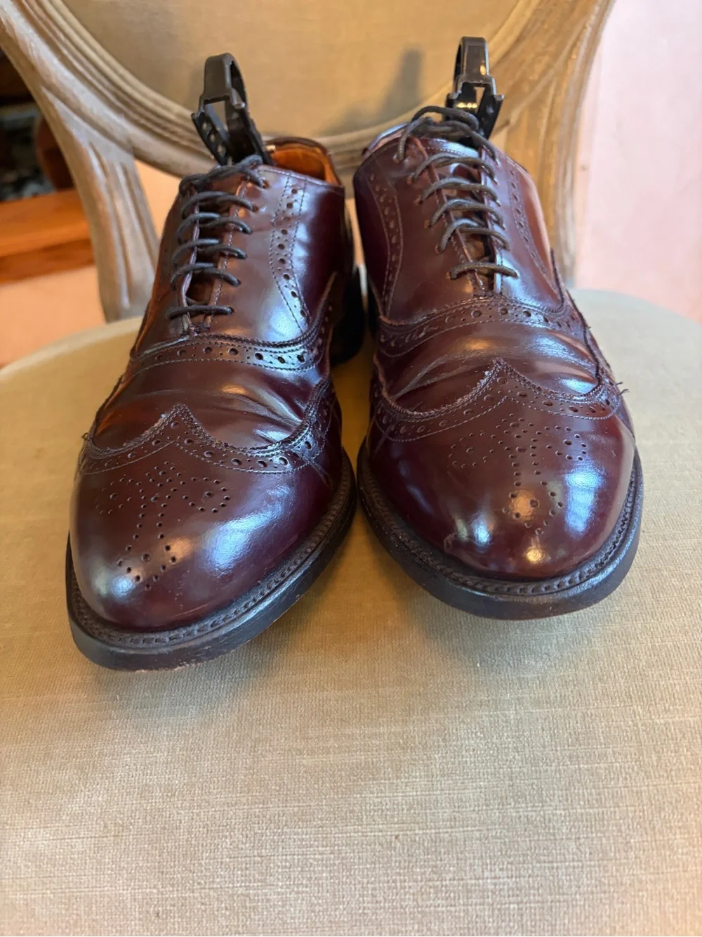 Allen Edmonds Chester Premium Leather Vintage Brogue Wingtip 8.5 D Burgundy Rare